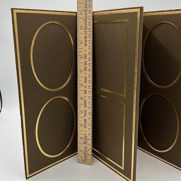 BROWN TRIFOLD CARDBOARD FOLIO PHOTO DISPLAY Brand New - Picture 7 of 8